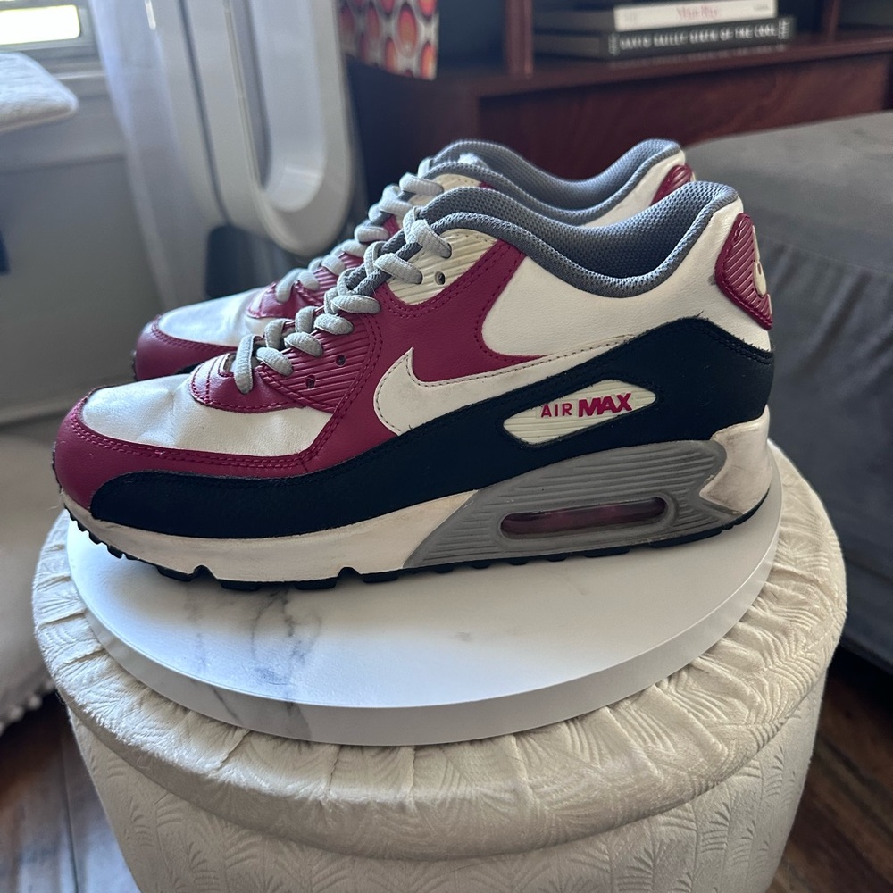 Nike Air Max Athletic Shoes - Red, White, and Black - large youth size.